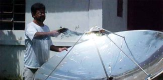 antena parabólica fogão solar